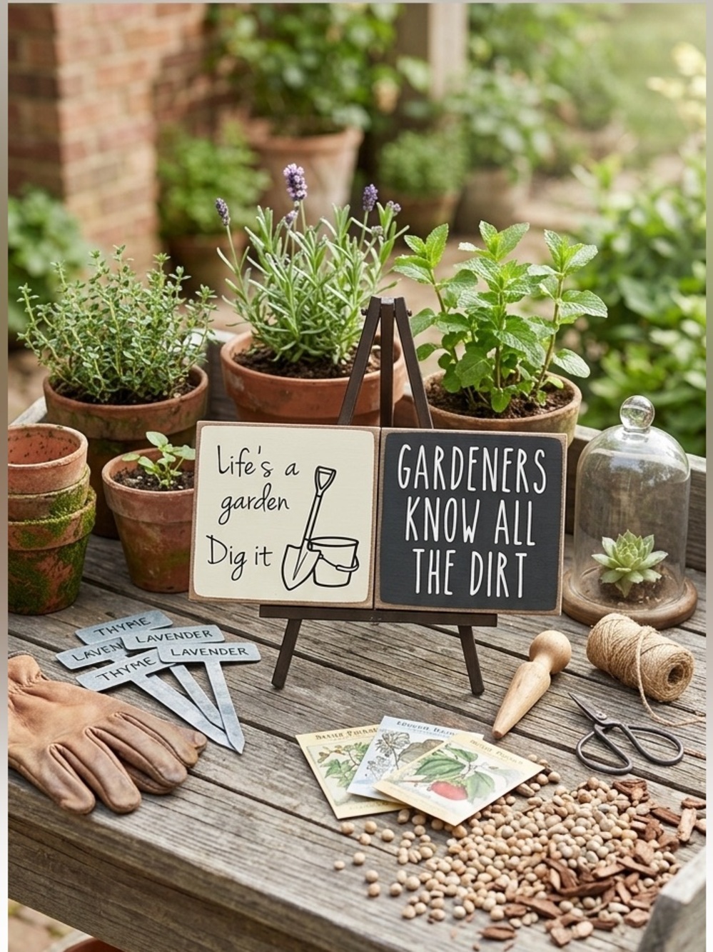 Life's A Garden/Gardeners Know All The Dirt Wood Block Signs 4”x4” New